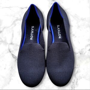 Rothy's The Loafer Black Knit Flats with Royal Blue Trim Women’s Size 8